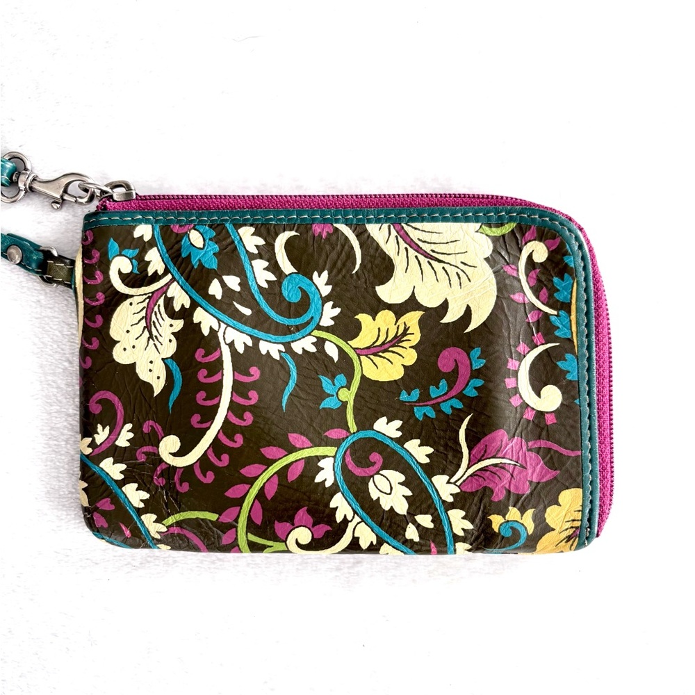 Fossil Wristlet Wallet, Purple Blue Paisley, Vintage Style